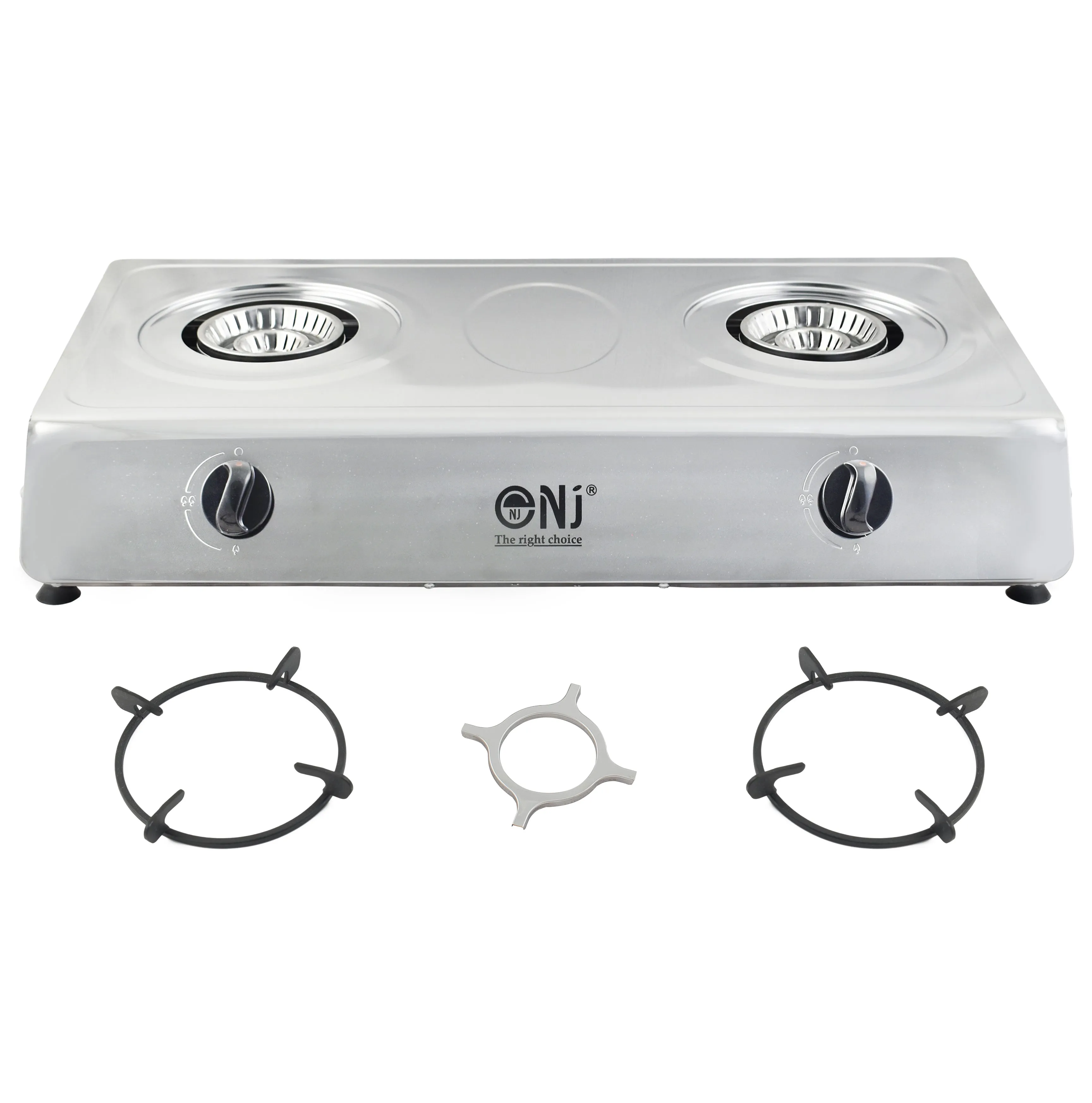 NJ-200 Gas Stove 2 Burner Stainless Steel 70cm Piezo Outdoor use
