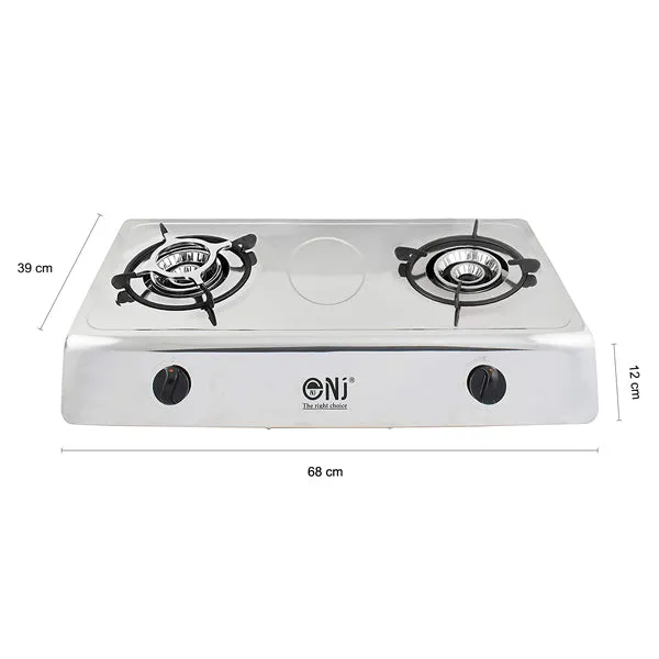 NJ-200 Gas Stove 2 Burner Stainless Steel 70cm Piezo Outdoor use