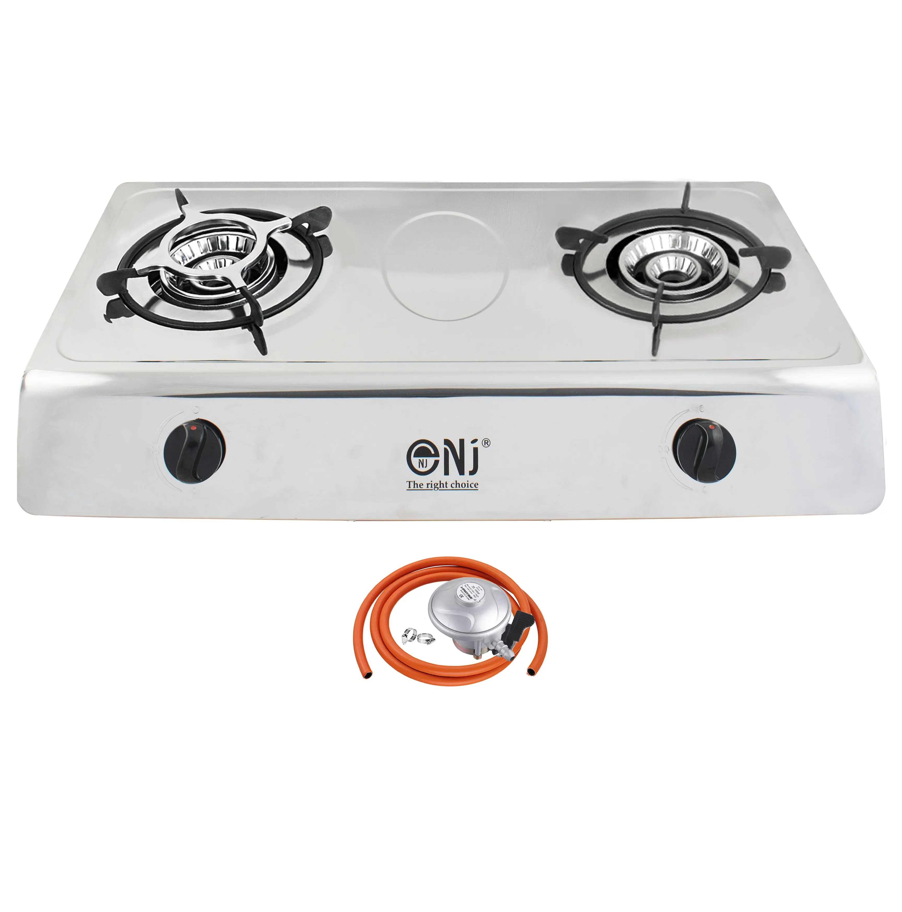 NJ-200 Gas Stove 2 Burner Stainless Steel 70cm Piezo Outdoor use