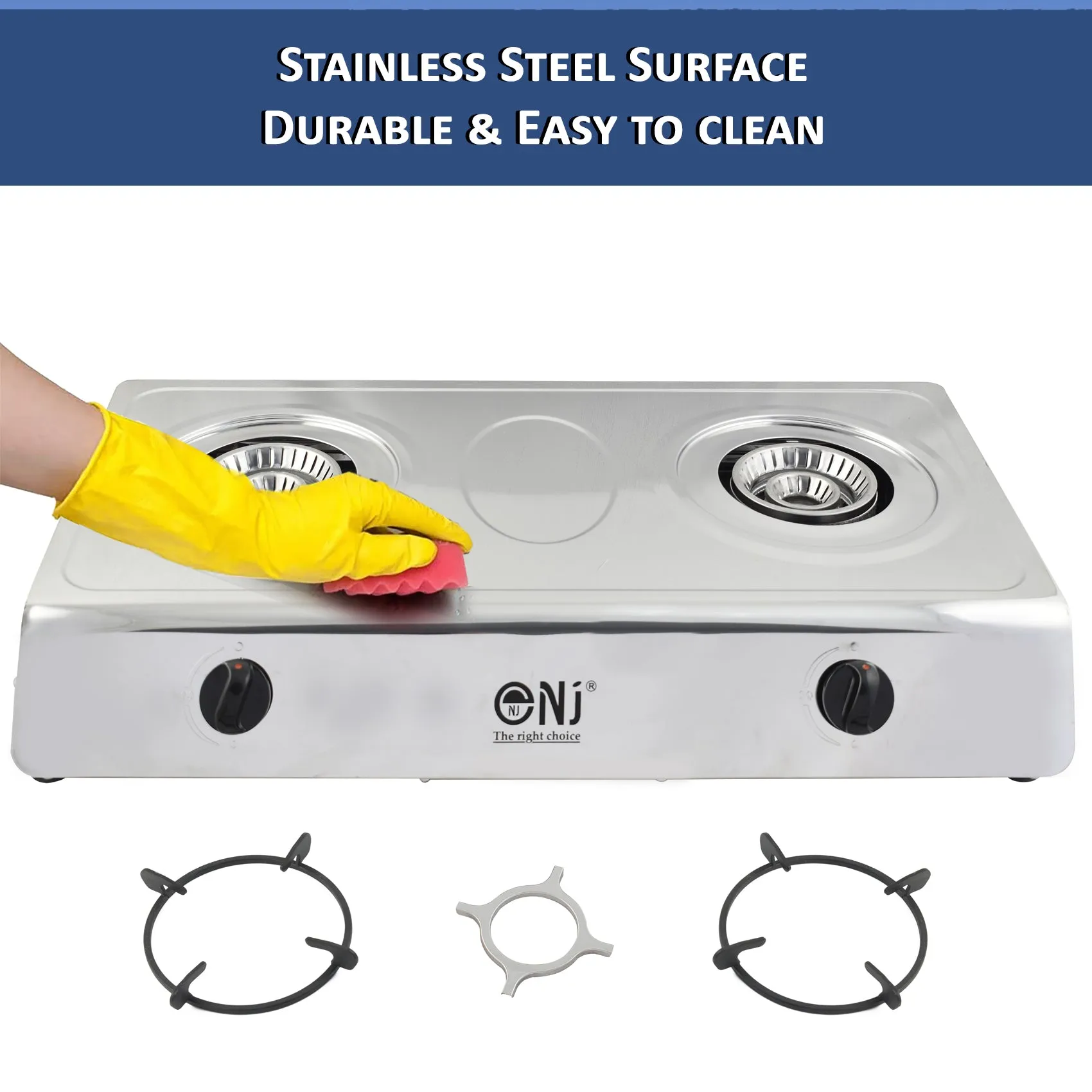 NJ-200 Gas Stove 2 Burner Stainless Steel 70cm Piezo Outdoor use