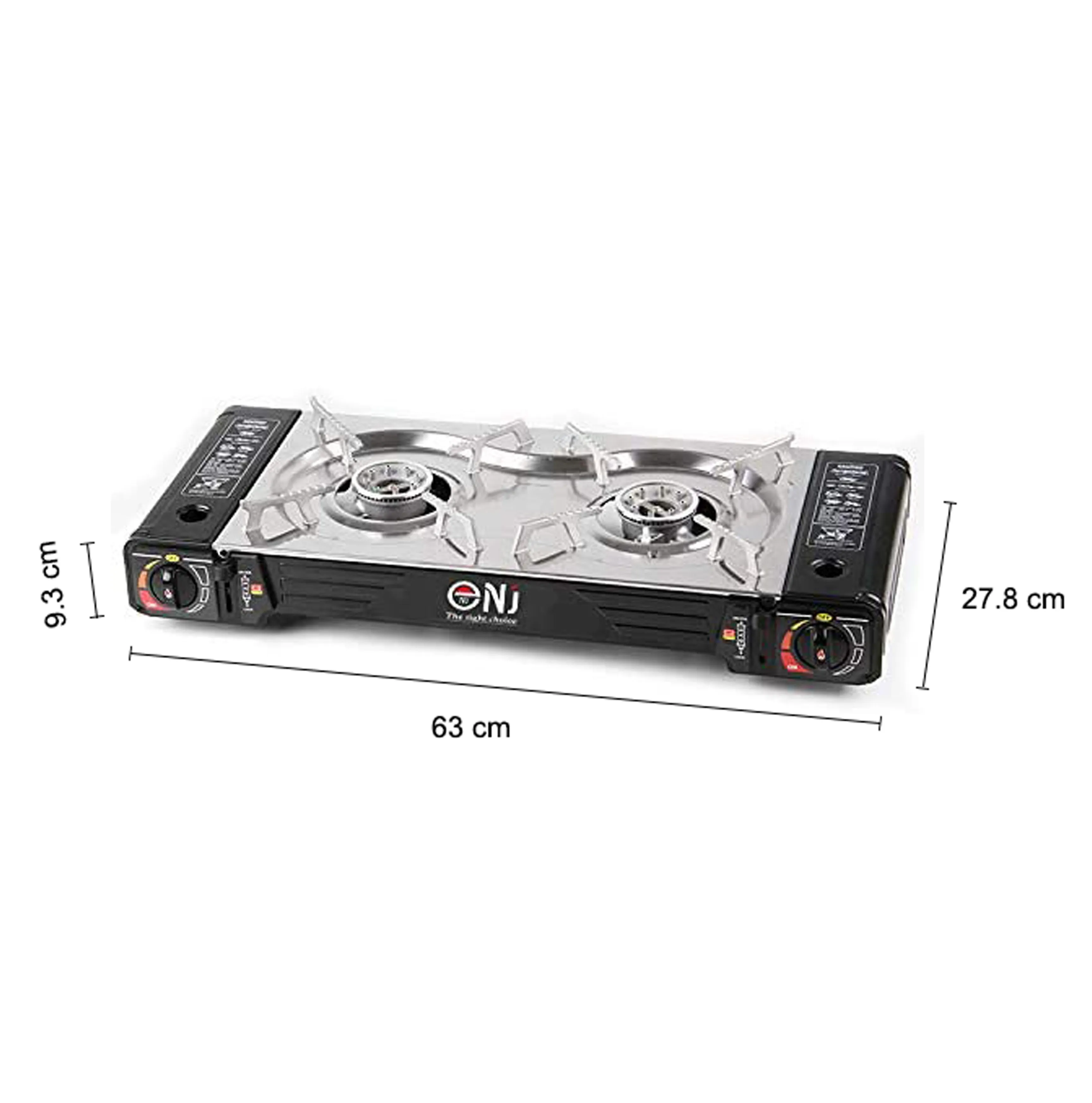 NJ SG-2 Double Burner Stainless Steel Camp Gas Stove Grill Plate Portable Cooker Butane BBQ Outdoor