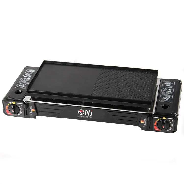 NJ SG-2 Double Burner Stainless Steel Camp Gas Stove Grill Plate Portable Cooker Butane BBQ Outdoor