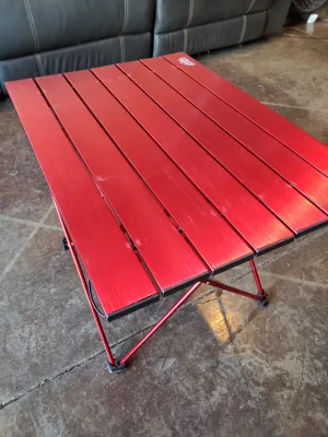 Outry Lightweight Aluminum Folding Table, Portable, (RED, Medium- Unfolded: 22.2" x 15.9" x 16.1")