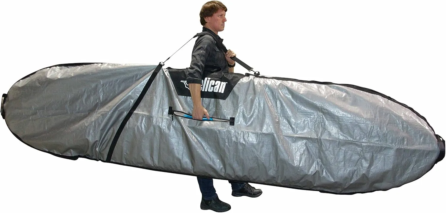 Pelican Carry Bag for 10' Stand Up Paddle Board  Durable SUP Storage & Travel Bag with Shoulder Strap  Fits Up to 10 Foot Boards  Lightweight, Weather-Resistant Gear - Grey