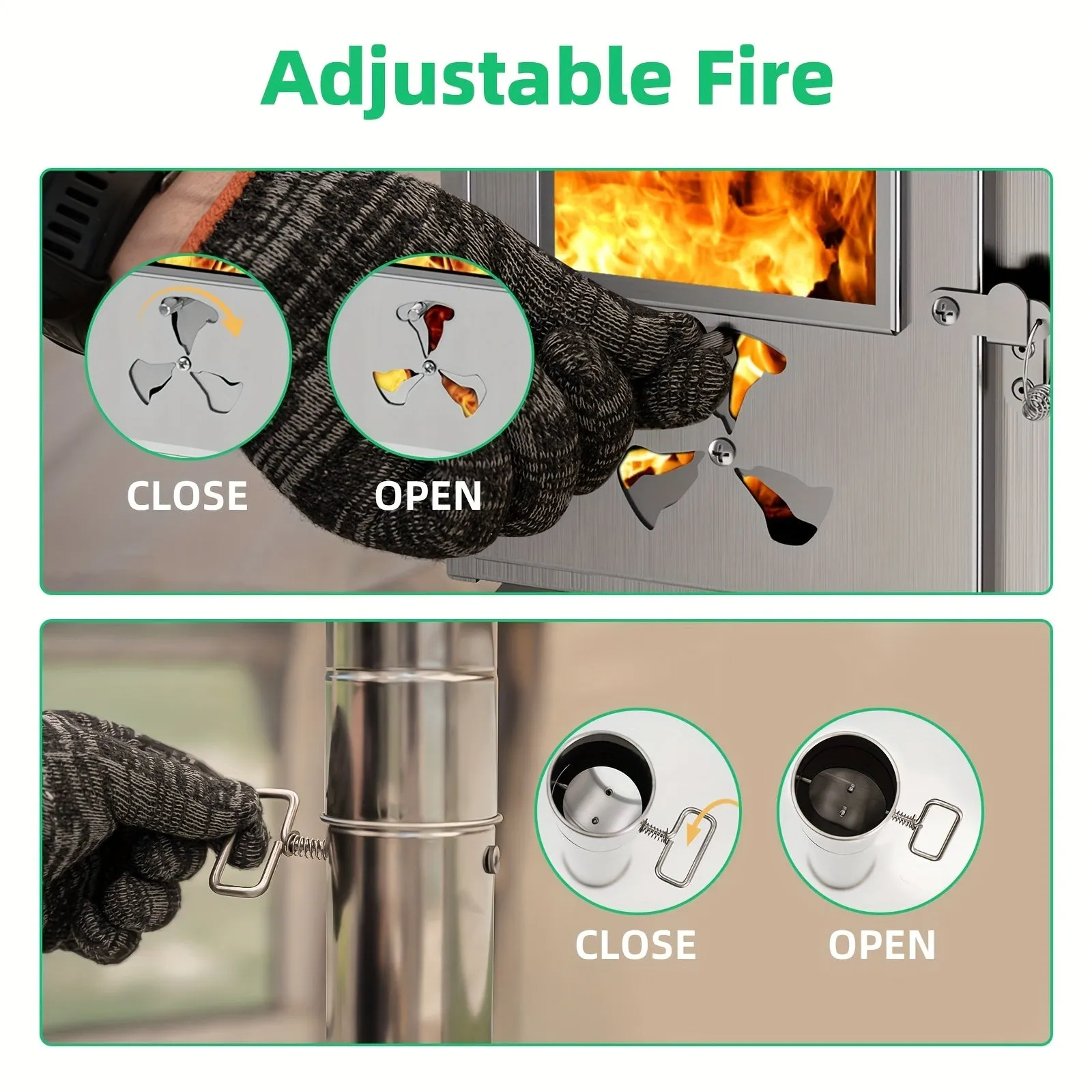 Portable Wood Burning Stove for Outdoor Cooking - Compact Tent Stove with Chimney Pipes
