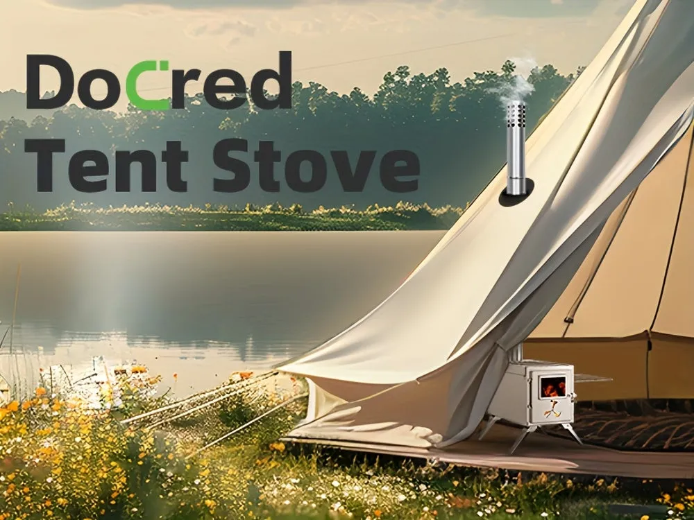 Portable Wood Burning Stove for Outdoor Cooking - Compact Tent Stove with Chimney Pipes