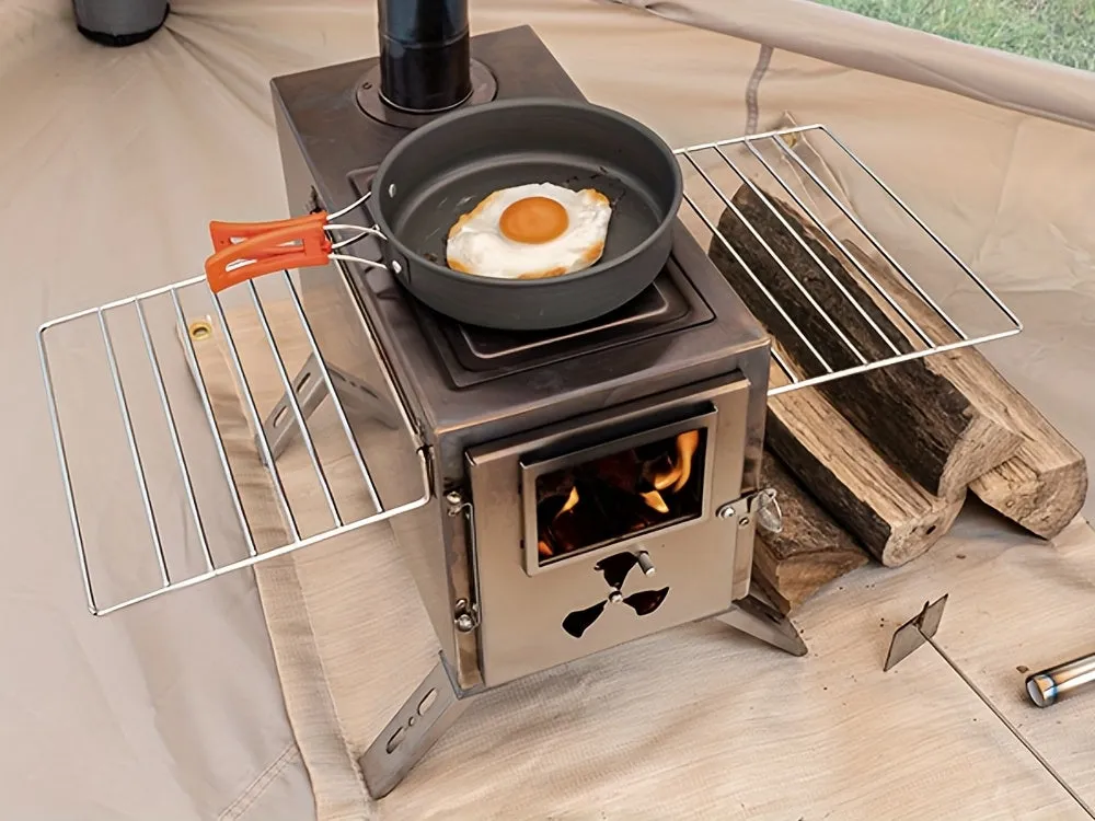 Portable Wood Burning Stove for Outdoor Cooking - Compact Tent Stove with Chimney Pipes