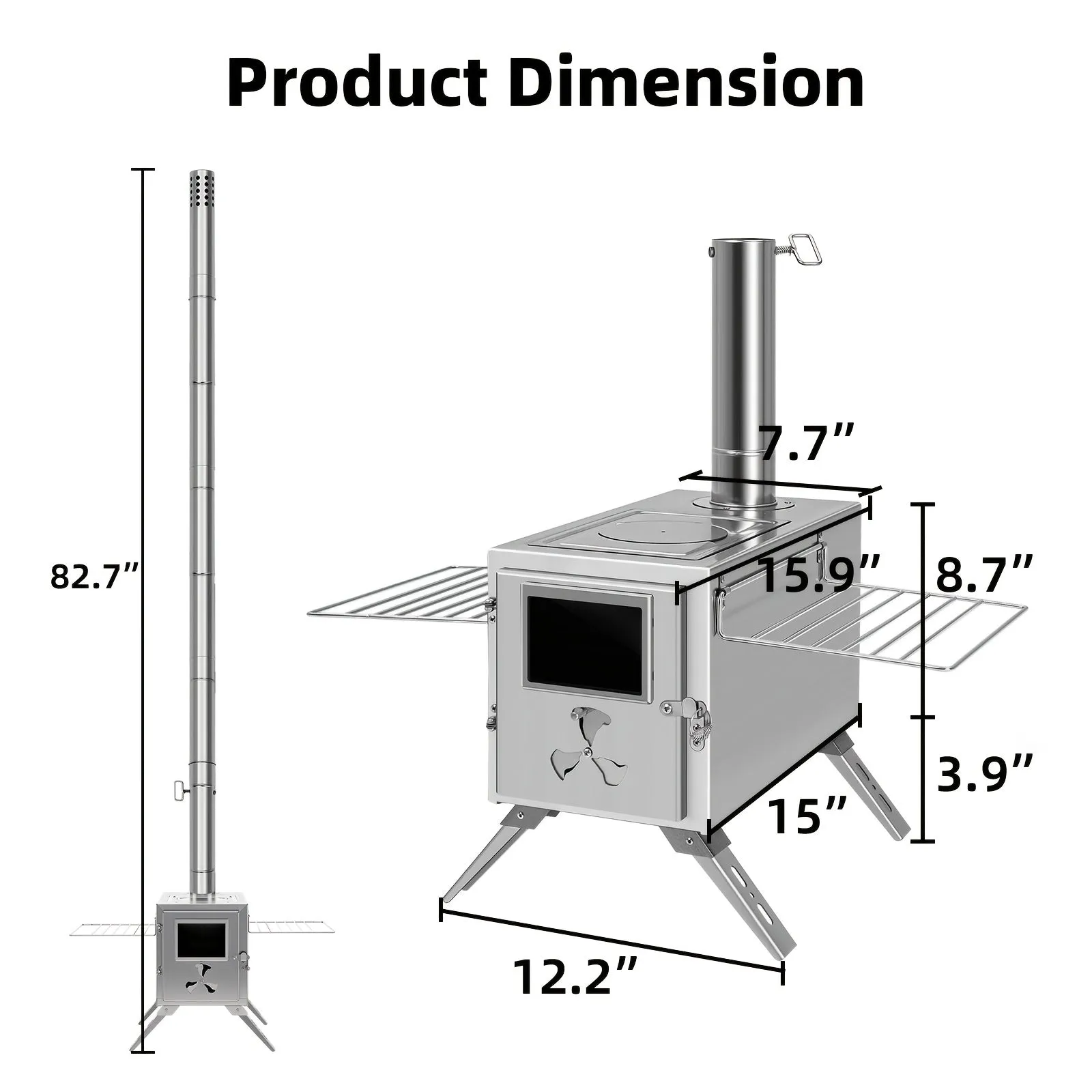 Portable Wood Burning Stove for Outdoor Cooking - Compact Tent Stove with Chimney Pipes