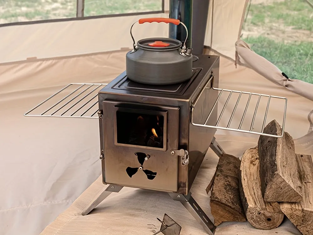 Portable Wood Burning Stove for Outdoor Cooking - Compact Tent Stove with Chimney Pipes