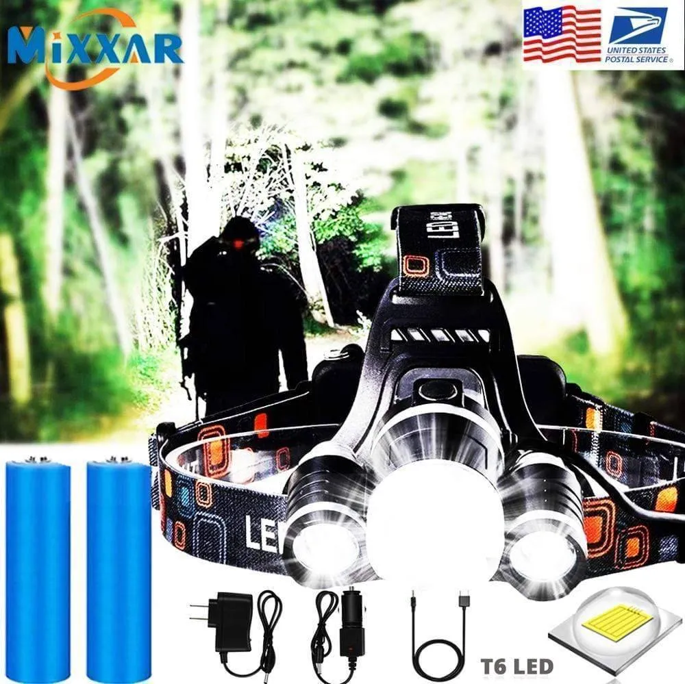 Powerful Rechargeable 3 T6 R5 LED Headlight For Hiking/Fishing/Outdoor Acitvities
