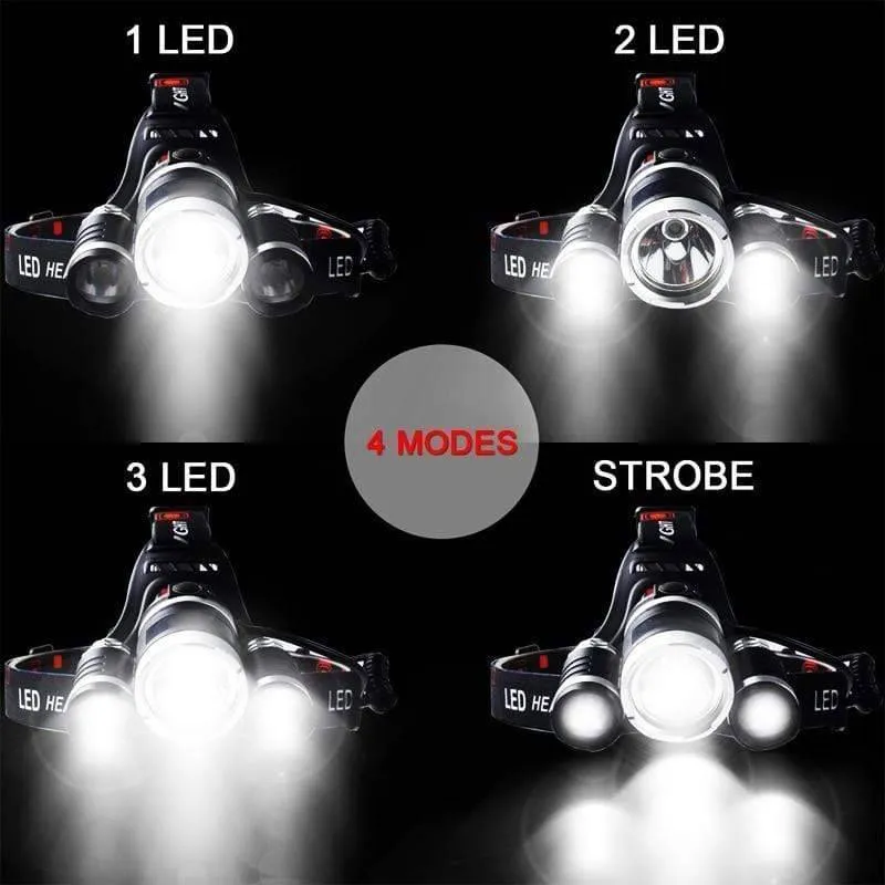 Powerful Rechargeable 3 T6 R5 LED Headlight For Hiking/Fishing/Outdoor Acitvities