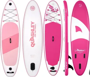 Quashley Pink Paddle Board with All Accessories for Beginners Inflatable Paddleboards