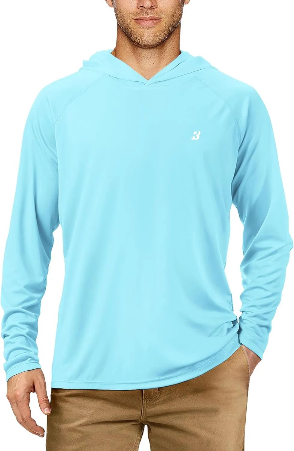 Roadbox UPF 50  Fishing Shirts for Men, Long Sleeve UV Sun Protection Hoodie, Outdoor Hiking Running Swimming Rash Guard