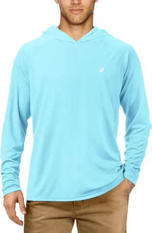 Roadbox UPF 50  Fishing Shirts for Men, Long Sleeve UV Sun Protection Hoodie, Outdoor Hiking Running Swimming Rash Guard