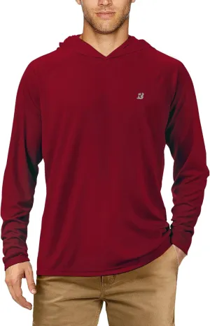 Roadbox UPF 50  Fishing Shirts for Men, Long Sleeve UV Sun Protection Hoodie, Outdoor Hiking Running Swimming Rash Guard