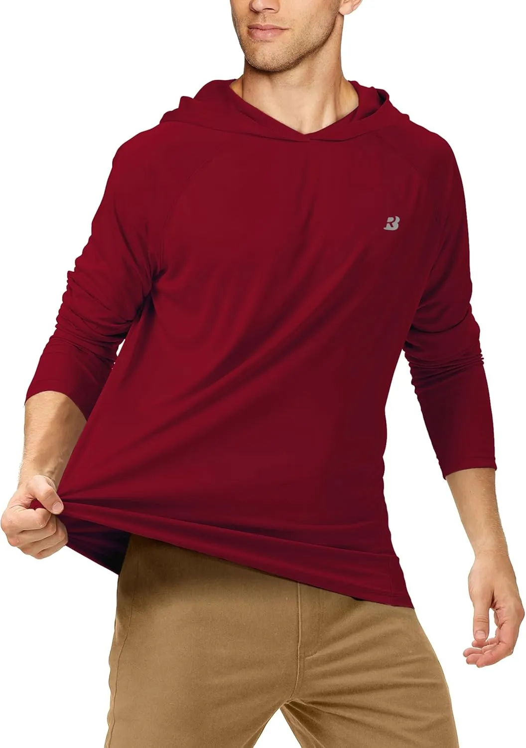 Roadbox UPF 50  Fishing Shirts for Men, Long Sleeve UV Sun Protection Hoodie, Outdoor Hiking Running Swimming Rash Guard