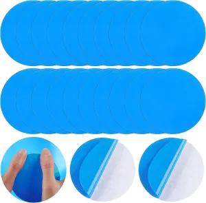 Round Self-Adhesive PVC Repair Patches, Vinyl Pool Liner Patch Boat Repair Vinyl Rubbers for Inflatable Boat Raft Kayak Canoe (Blue,20 Pieces)