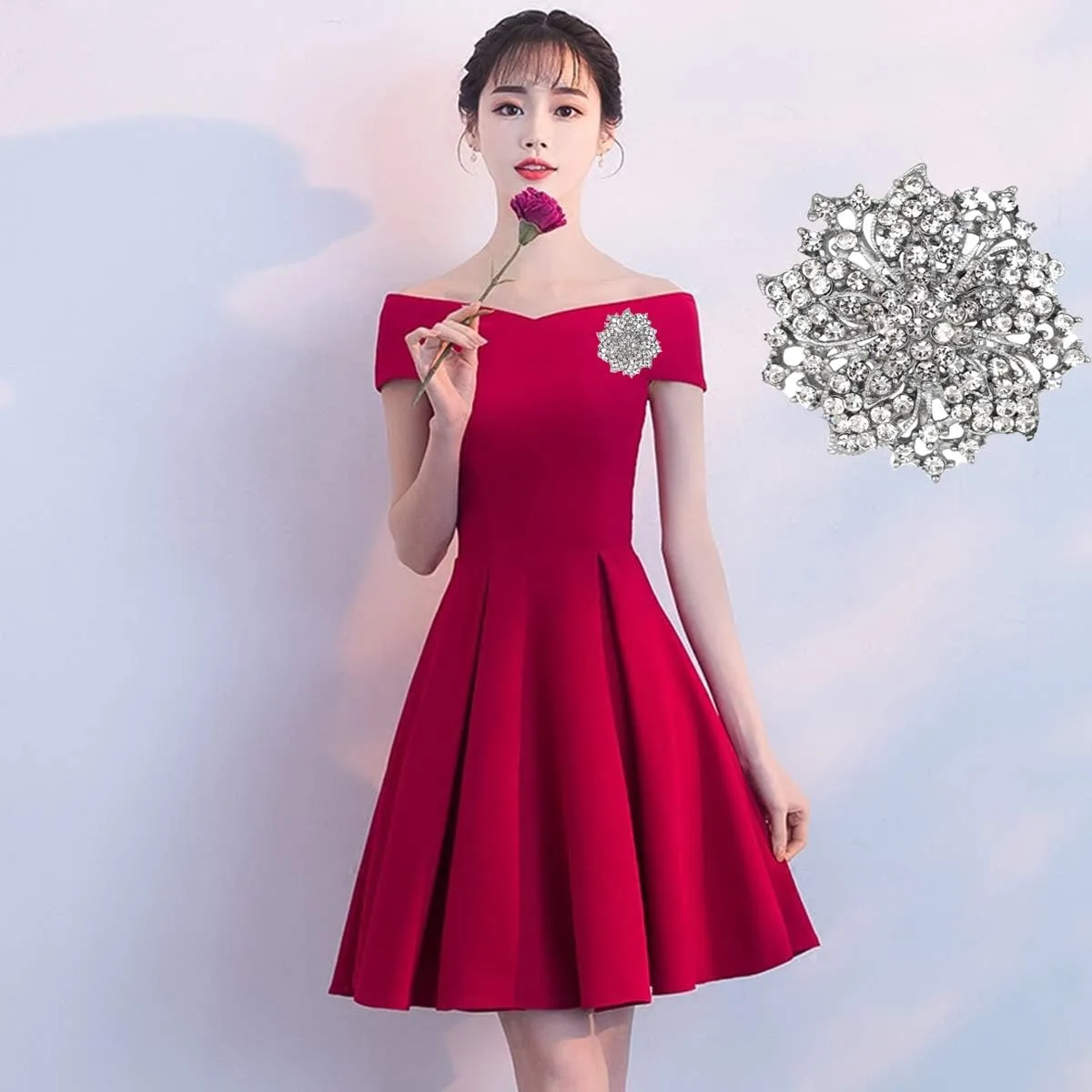 seven wolves All-Match Accessories Brooches Wedding Bridal Big Crystal Rhinestone Bouquet Brooch Pin for Women