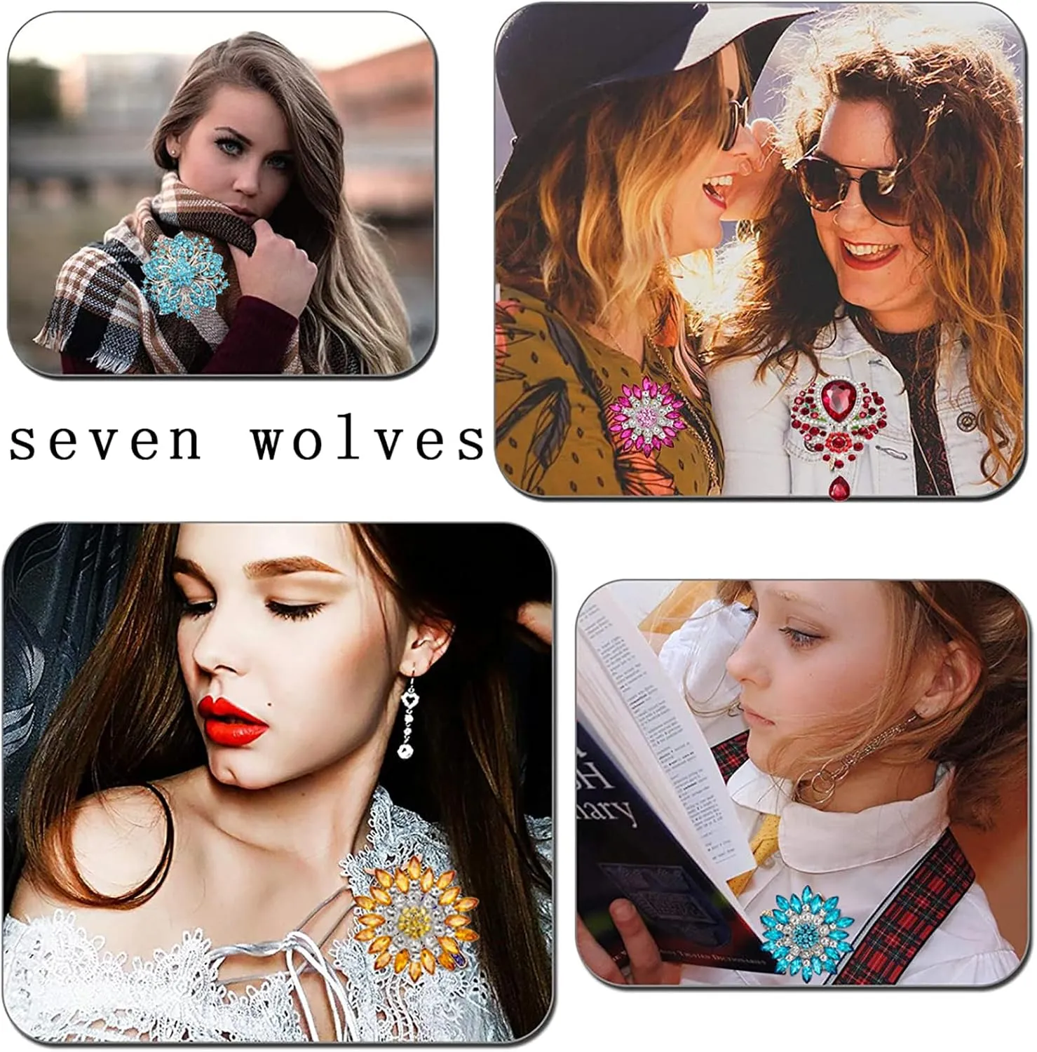 seven wolves All-Match Accessories Brooches Wedding Bridal Big Crystal Rhinestone Bouquet Brooch Pin for Women