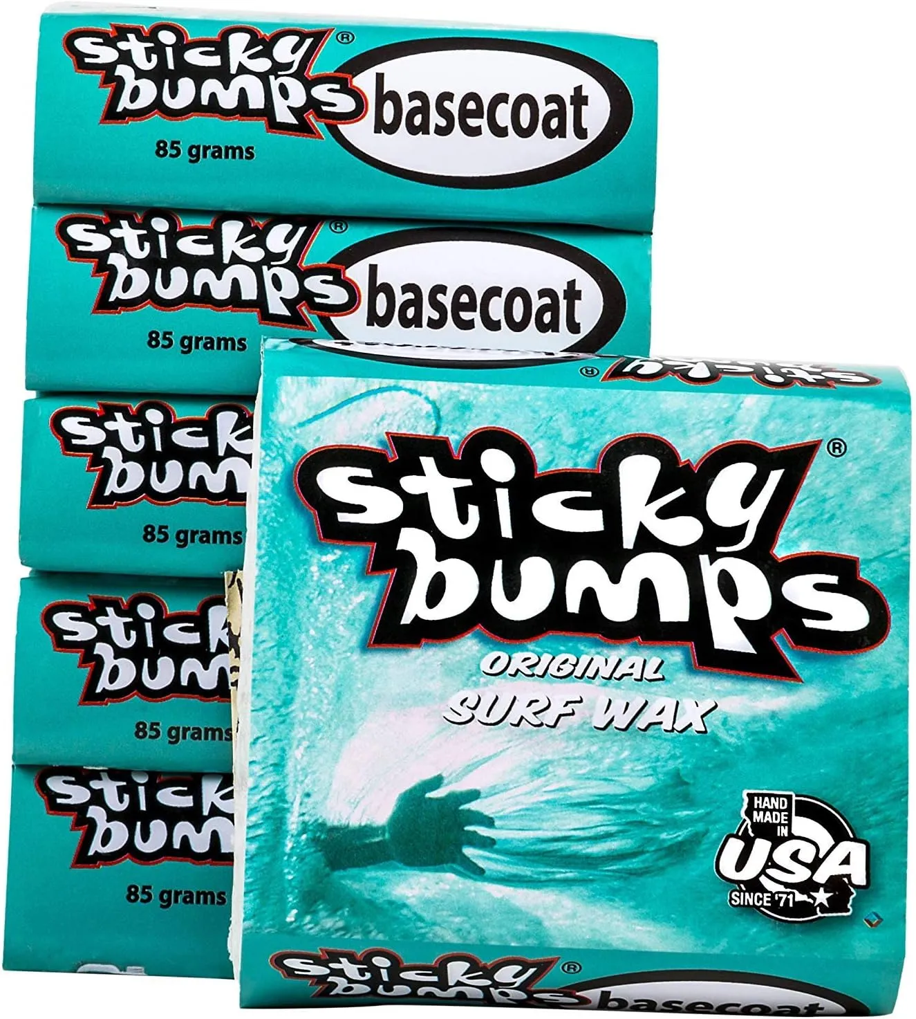 Sticky Bumps Basecoat Original - 6 Pack | Long-Lasting Surfboard Wax | Great Bump Building for Surfing | Non-Toxic, Nature-Safe | for Surfboard surf Wax All Water temperatures.
