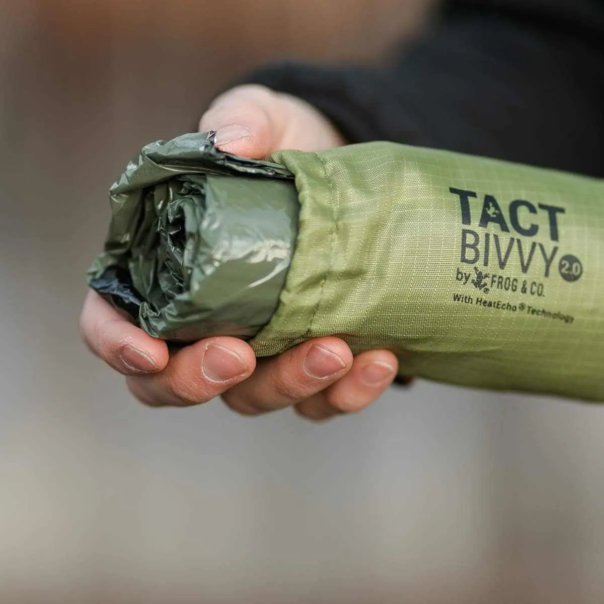 Survival Frog Tact Bivvy 2.0 Emergency Sleeping Bag w/Stuff Sack, Carabiner, Survival Whistle, ParaTinder -