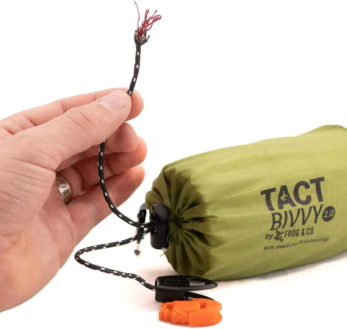 Survival Frog Tact Bivvy 2.0 Emergency Sleeping Bag w/Stuff Sack, Carabiner, Survival Whistle, ParaTinder -
