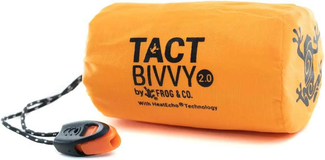 Survival Frog Tact Bivvy 2.0 Emergency Sleeping Bag w/Stuff Sack, Carabiner, Survival Whistle, ParaTinder -