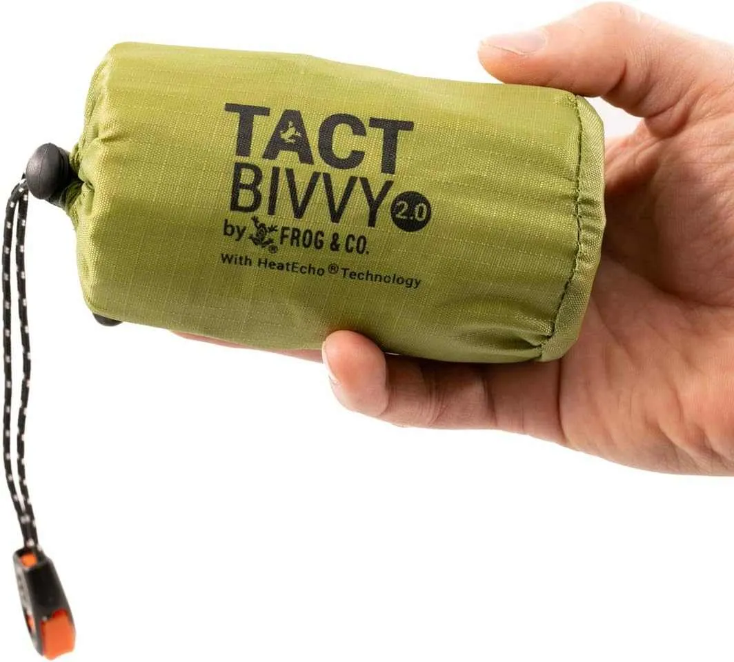 Survival Frog Tact Bivvy 2.0 Emergency Sleeping Bag w/Stuff Sack, Carabiner, Survival Whistle, ParaTinder -