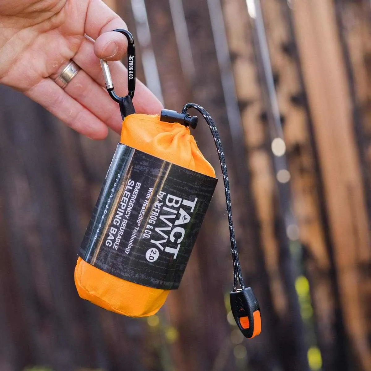 Survival Frog Tact Bivvy 2.0 Emergency Sleeping Bag w/Stuff Sack, Carabiner, Survival Whistle, ParaTinder -