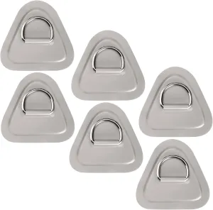TOBWOLF 6 Pack 3.54" / 9cm Stainless Steel D-Ring Patch for Inflatable Boat Kayak Dinghy SUP, Triangular D-Ring PVC Patch Stand-Up Paddleboard Canoe Rafting Accessories, NO Glue Included