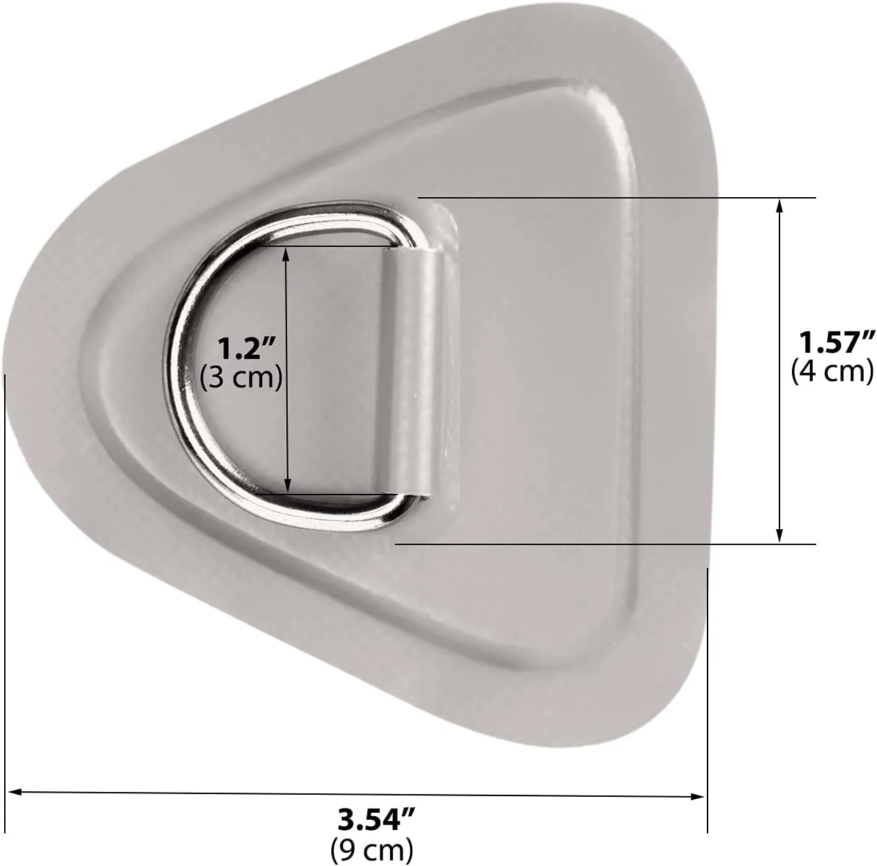 TOBWOLF 6 Pack 3.54" / 9cm Stainless Steel D-Ring Patch for Inflatable Boat Kayak Dinghy SUP, Triangular D-Ring PVC Patch Stand-Up Paddleboard Canoe Rafting Accessories, NO Glue Included