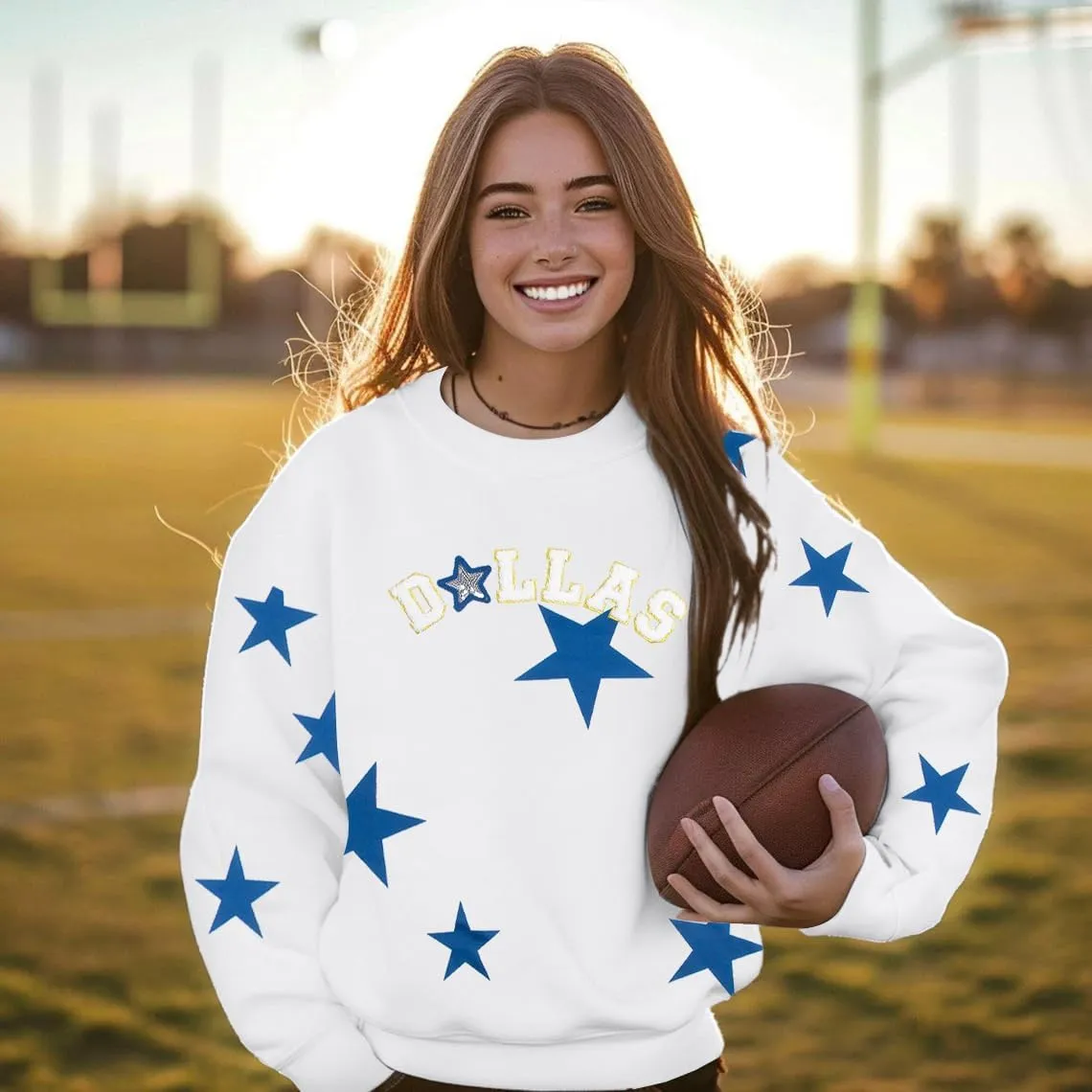 UNIQUEONE Game Day Sweatshirt Women Football Sweatshirts Football Mom Hoodie Touchdown Shirt Casual Crewneck Pullover