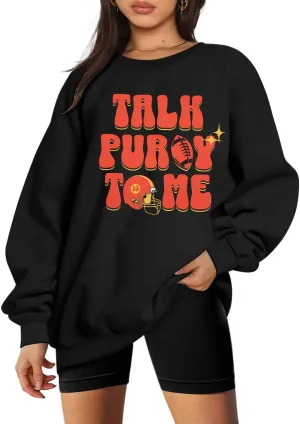 UNIQUEONE Game Day Sweatshirt Women Football Sweatshirts Football Mom Hoodie Touchdown Shirt Casual Crewneck Pullover