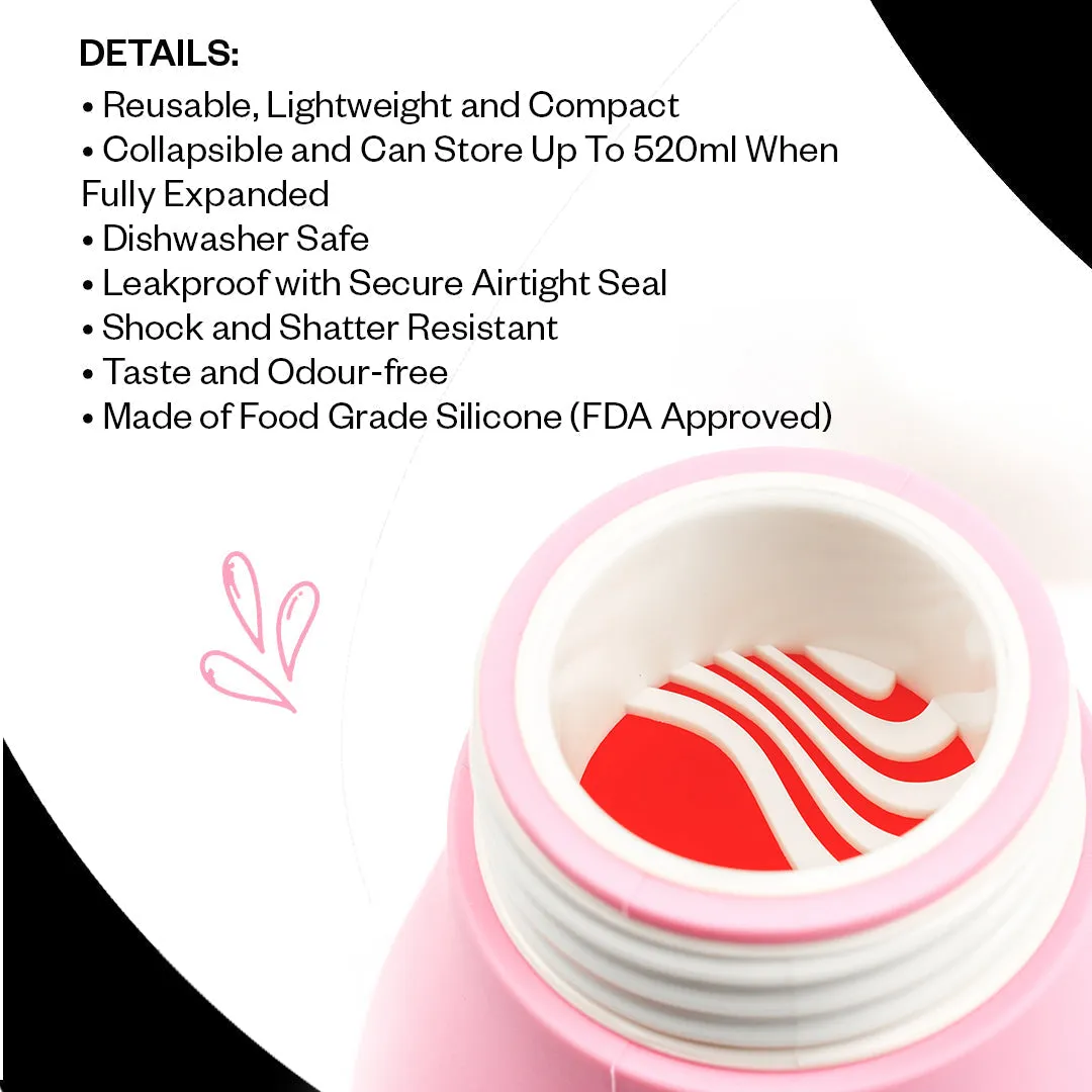 Whippy Collapsible Silicone Bottle 520ml - Rose-Tined Pink