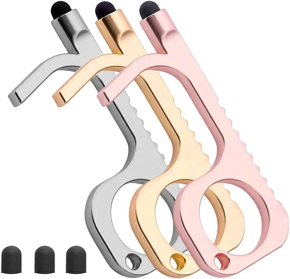 WINWANG No Touch Door Opener Tool Multifunctional Touchless Door Opener with Stylus Tool Button Pusher (Gold, Silver, Rose)