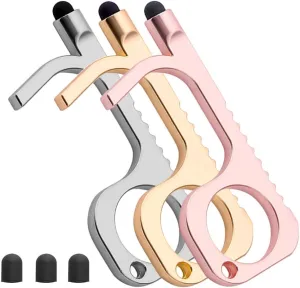 WINWANG No Touch Door Opener Tool Multifunctional Touchless Door Opener with Stylus Tool Button Pusher (Gold, Silver, Rose)