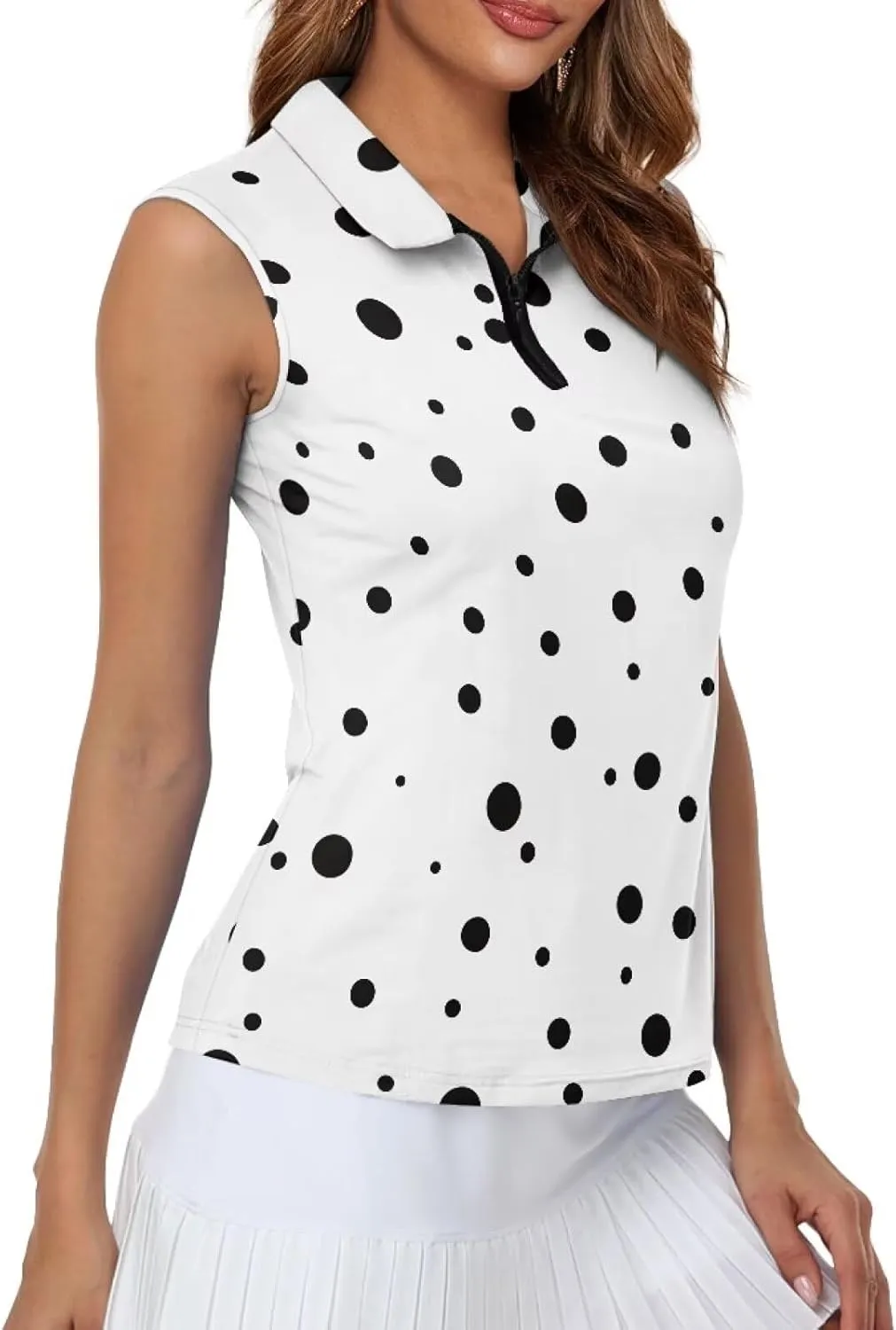 Women's Sleeveless Golf Shirts Quick Dry Summer Slim Athletic Tennis T Shirt Zip Up Lightweight Workout Tank Tops