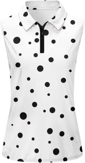 Women's Sleeveless Golf Shirts Quick Dry Summer Slim Athletic Tennis T Shirt Zip Up Lightweight Workout Tank Tops