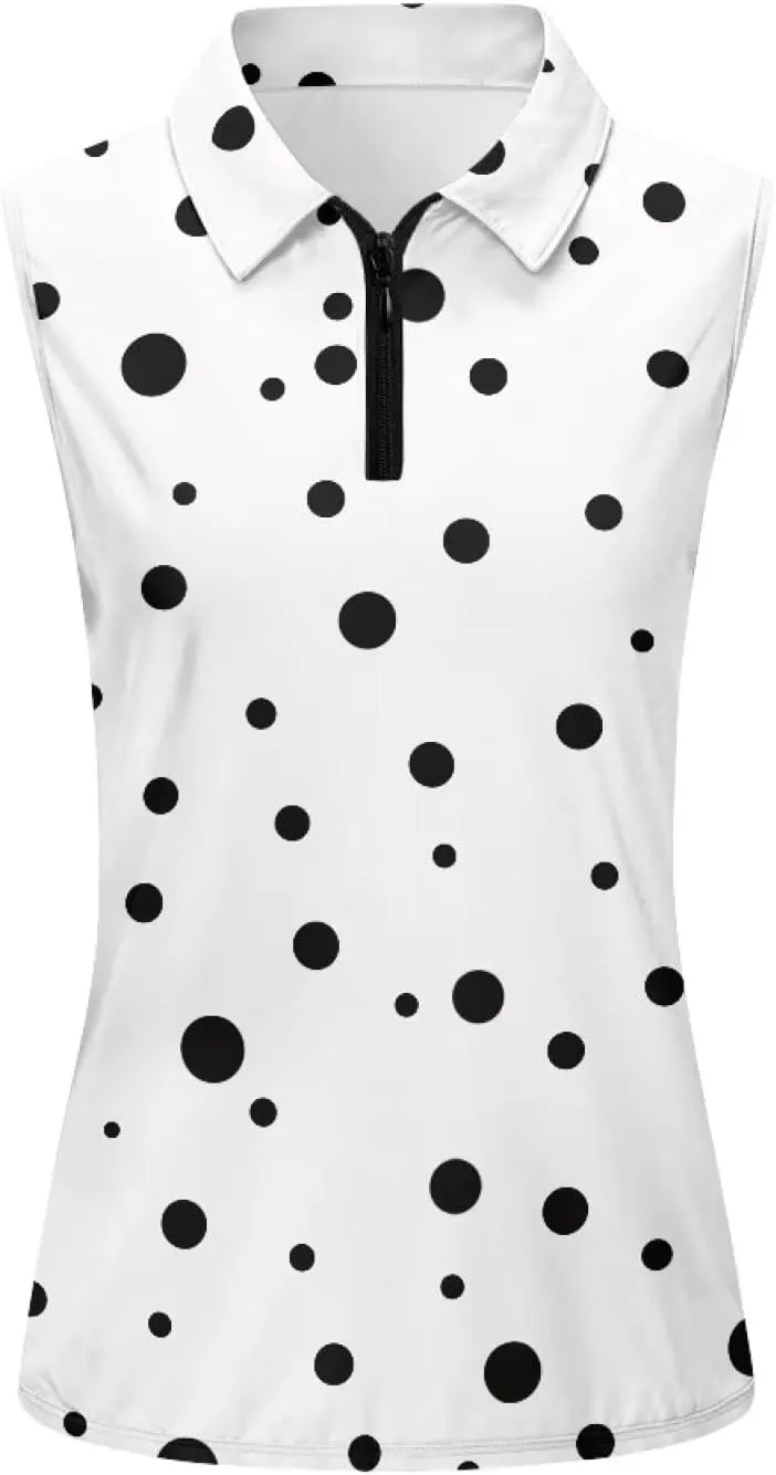Women's Sleeveless Golf Shirts Quick Dry Summer Slim Athletic Tennis T Shirt Zip Up Lightweight Workout Tank Tops