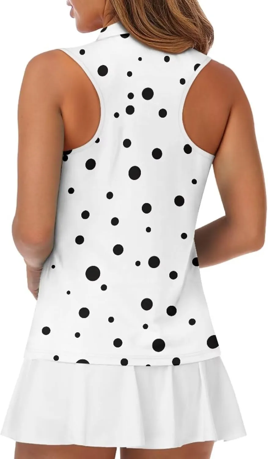 Women's Sleeveless Golf Shirts Quick Dry Summer Slim Athletic Tennis T Shirt Zip Up Lightweight Workout Tank Tops