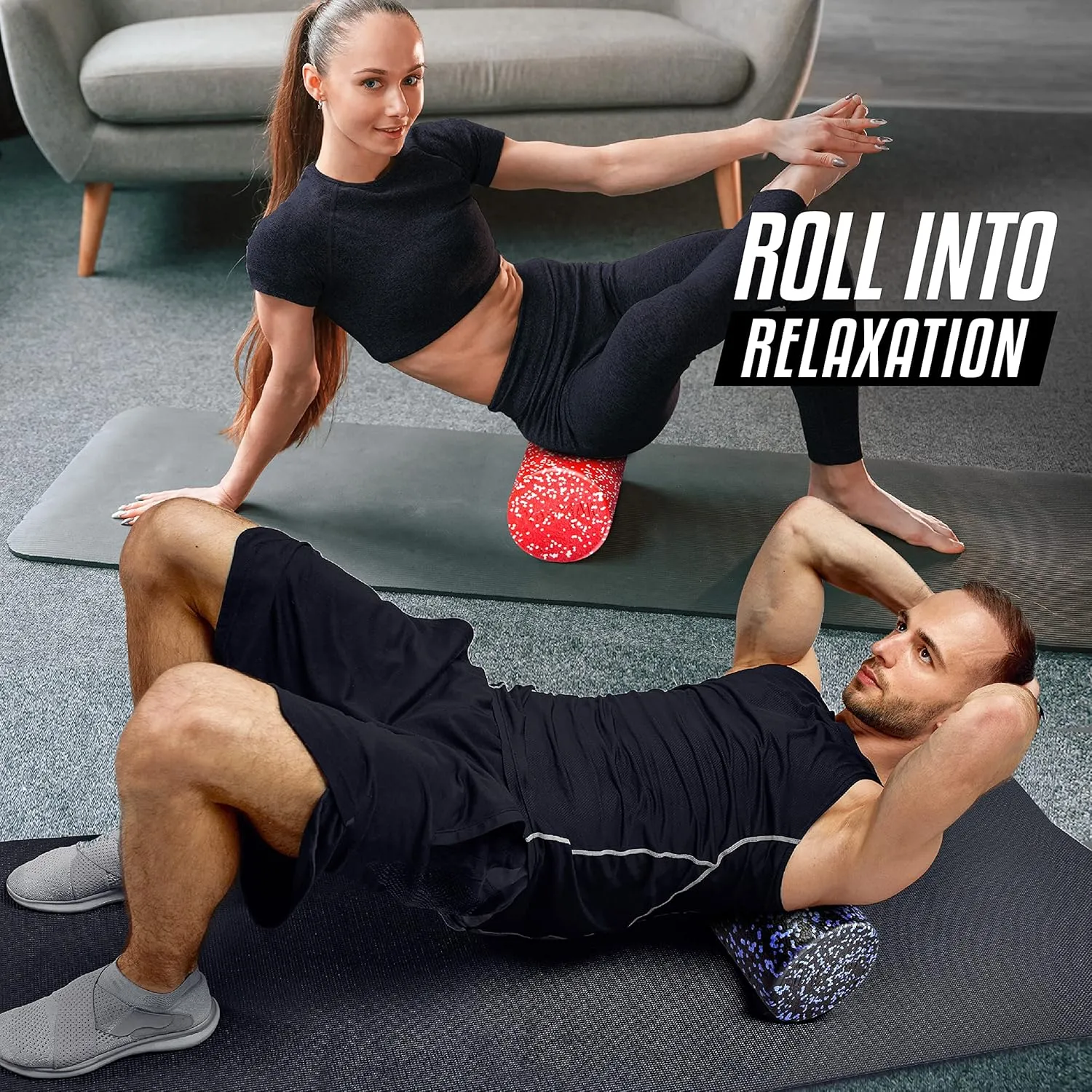 Yes4All High-Density Round Back Roller Foam, Exercise Foam Roller for Yoga, Pilates & Stretching - 12, 18, 24, 36 inch